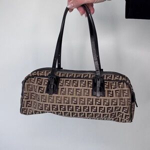 Fendi brown baguette zucchino handle bag